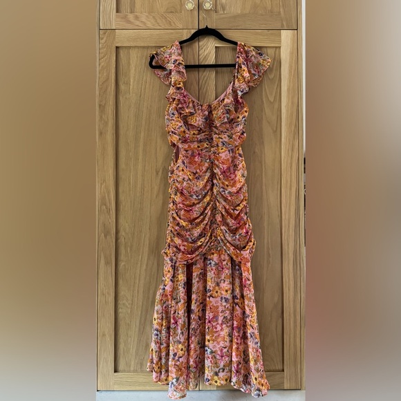 Astr the label Floral Ruched Maxi Dress - Pink and Orange - Picture 4 of 5